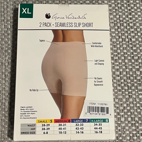 Gloria Vandrebilt 2 Pack SEAMLESS SLIP SHORT Brand New Size XL 8 - Picture 2 of 7